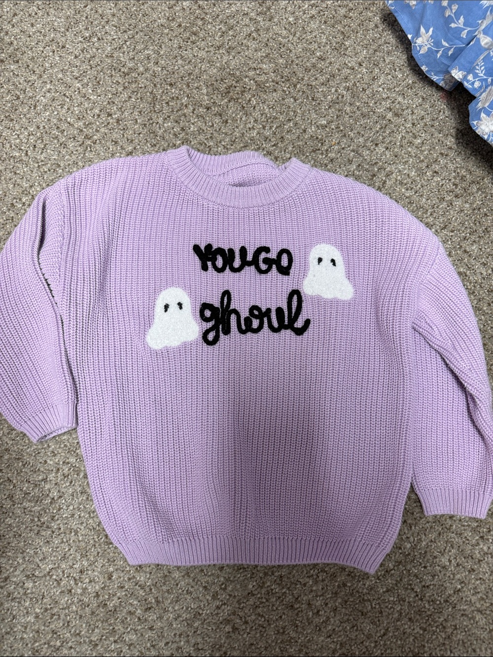 Amazon Lilac Knit 'You Go Ghoul' Sweater with Ghosts